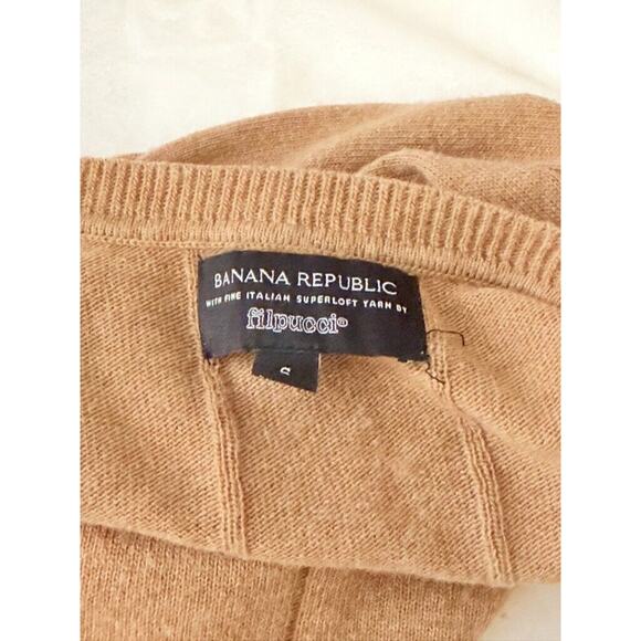Banana Republic Cashmere Wool Fine Italian Yarn Filpucci Crew Sweater Brown SP - Picture 4 of 6